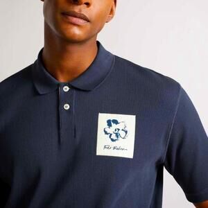 Ted Baker Marden Knit Polo Shirt, navy blue, Ted size 7 US XXL